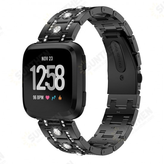 H-type Diamond Stainless Steel Watch Band for Fitbit versa Smart Watch