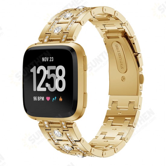 H-type Diamond Stainless Steel Watch Band for Fitbit versa Smart Watch