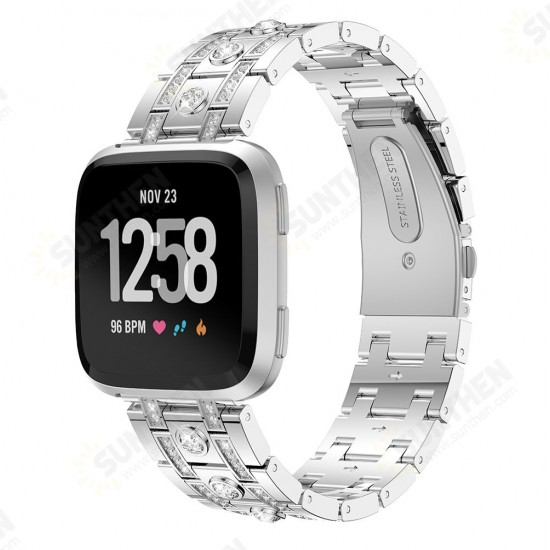 H-type Diamond Stainless Steel Watch Band for Fitbit versa Smart Watch