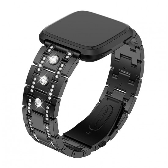 H-type Diamond Stainless Steel Watch Band for Fitbit versa Smart Watch