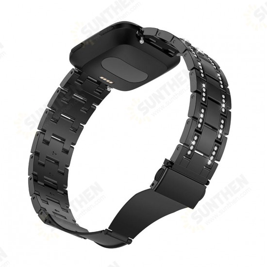 H-type Diamond Stainless Steel Watch Band for Fitbit versa Smart Watch