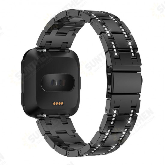 H-type Diamond Stainless Steel Watch Band for Fitbit versa Smart Watch