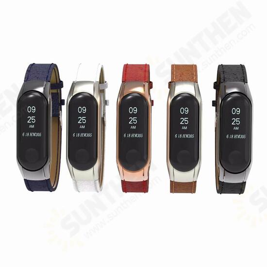 Leather Strap with Metal Frame Replacement Wristband for Xiaomi Mi Band 3 Smart Bracelet Non-original Leather Strap with Metal Frame Replacement Wristband for Xiaomi Mi Band 3 Smart Bracelet Non-original