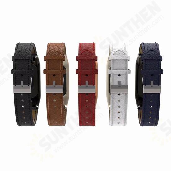 Leather Strap with Metal Frame Replacement Wristband for Xiaomi Mi Band 3 Smart Bracelet Non-original Leather Strap with Metal Frame Replacement Wristband for Xiaomi Mi Band 3 Smart Bracelet Non-original
