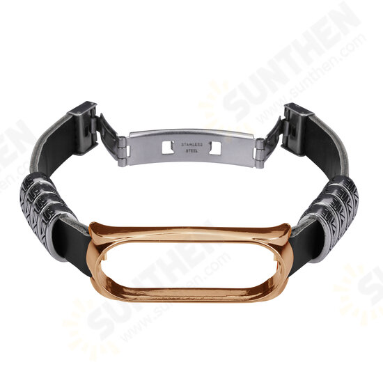 Metal Shell Retro Four Rings Embossed Butterfly Buckle Replacement Strap Smart Watch Band For Xiaomi Mi Band 5 Non-original