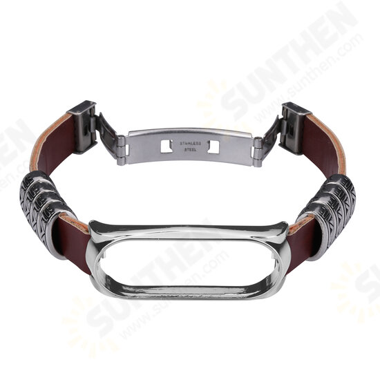 Metal Shell Retro Four Rings Embossed Butterfly Buckle Replacement Strap Smart Watch Band For Xiaomi Mi Band 5 Non-original