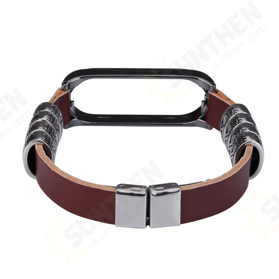 Metal Shell Retro Four Rings Embossed Butterfly Buckle Replacement Strap Smart Watch Band For Xiaomi Mi Band 5 Non-original