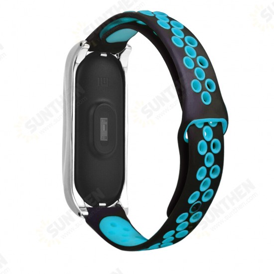 Metal Shell Silicone Double Color Air Hole Reverse Smart Watch Band Replacement Strap For Xiaomi Mi Band 5 Non-original