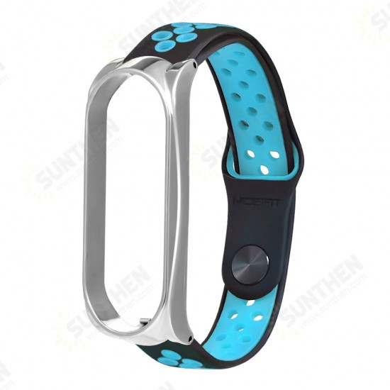 Metal Shell Silicone Double Color Air Hole Reverse Smart Watch Band Replacement Strap For Xiaomi Mi Band 5 Non-original