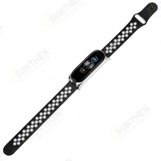 Metal Shell Silicone Double Color Air Hole Reverse Smart Watch Band Replacement Strap For Xiaomi Mi Band 5 Non-original