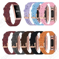 Nylon Canvas Woven Smart Watch Band Replacement Strap For Fitbit Charge 3/4