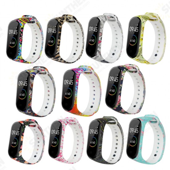 Painted Pattern Replacement Silicone Watch Band Strap for Xiaomi Band 4&3 Smart Watch Band Non-original