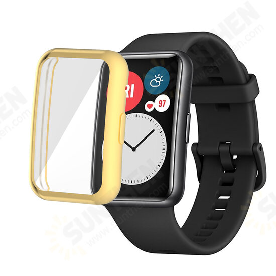 Plating Anti-Scratch Shockproof Transparent Soft TPU Watch Case Cover for HuWatch FIT