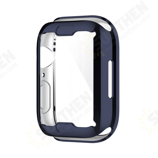 Plating Shockproof Anti-Scratch Soft TPU + HD Clear Tempered Glass Full Cover Watch Case Cover for Apple Watch S7 41mm/ 45mm