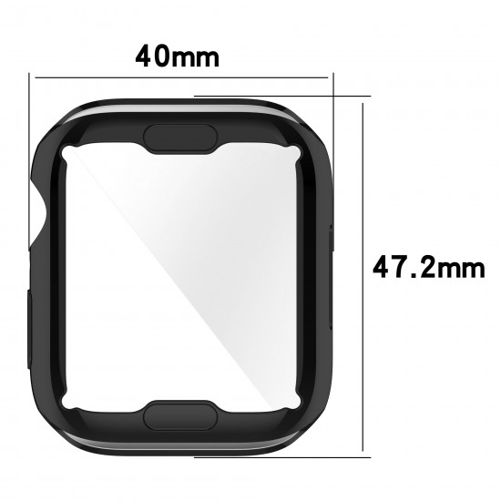 Plating Shockproof Anti-Scratch Soft TPU + HD Clear Tempered Glass Full Cover Watch Case Cover for Apple Watch S7 41mm/ 45mm