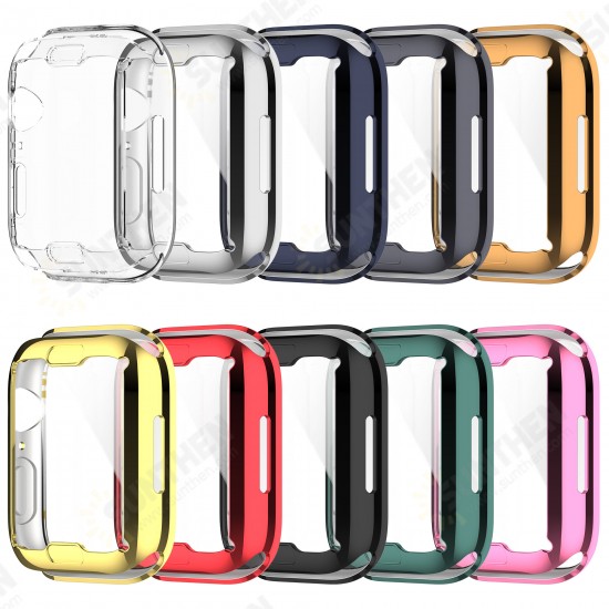 Plating Shockproof Anti-Scratch Soft TPU + HD Clear Tempered Glass Full Cover Watch Case Cover for Apple Watch S7 41mm/ 45mm