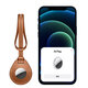 Portable Long Strap PU Leather Protective Cover Sleeve for Apple Airtags bluetooth Tracker
