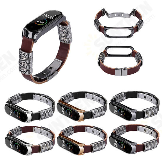 Retro Butterfly Push Button Deployment Buckle Metal Watch Band Strap Replacement for Xiaomi Mi band 3 Xiaomi Mi band 4 Non-original