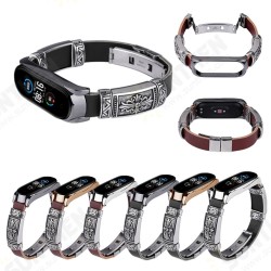 Retro Embossing Butterfly Buckle DIY Adjustable Length PU Leather Watch Band Strap Replacement for Xiaomi Mi Band 6 / Mi Band 5 Non-Original