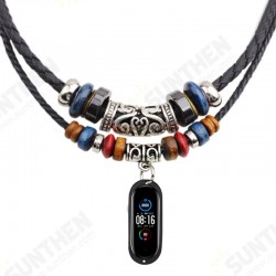 Retro Leather Watch Band Necklace Rope for Xiaomi Miband 5 Non-original Retro Leather Watch Band Necklace Rope for Xiaomi Miband 5 Non-original