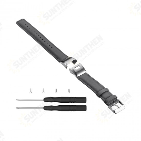 Retro Metal Buckle Leather Strap Smart Watch Band For Garmin Vivosmart HR