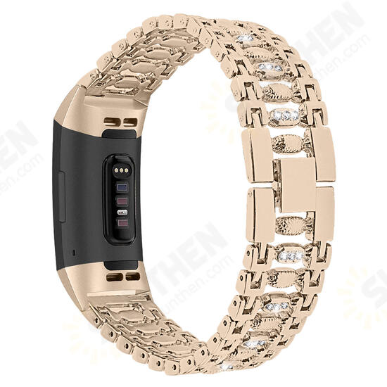 Stainless Steel Diamond-encrusted Watch Band Strap for Fitbit charge 3 Smart Watch Stainless Steel Diamond-encrusted Watch Band Strap for Fitbit charge 3 Smart Watch