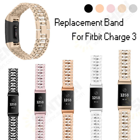 Stainless Steel Diamond-encrusted Watch Band Strap for Fitbit charge 3 Smart Watch Stainless Steel Diamond-encrusted Watch Band Strap for Fitbit charge 3 Smart Watch