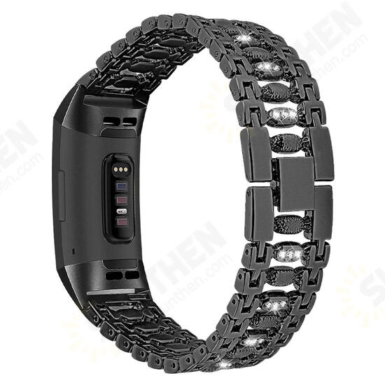 Stainless Steel Diamond-encrusted Watch Band Strap for Fitbit charge 3 Smart Watch Stainless Steel Diamond-encrusted Watch Band Strap for Fitbit charge 3 Smart Watch
