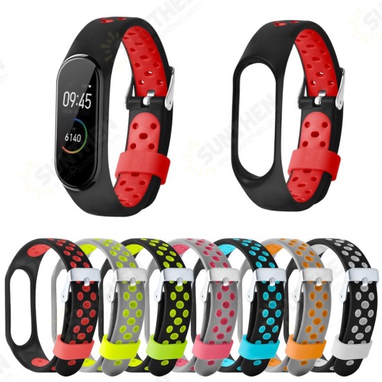 Two-color Stomata Anti-lost Smart Watch Band Replacement Strap For Xiaomi Mi Band 5 Non-original