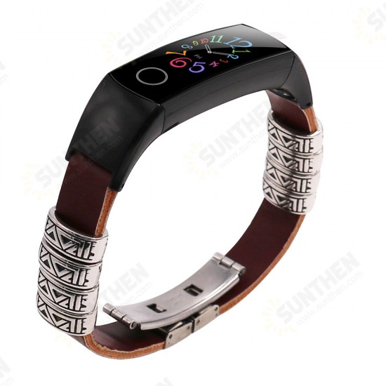 Watch Band Retro Double Press Butterfly Buckle Watch Strap for HuHonor Band 4 / Band 5