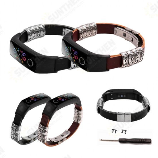 Watch Band Retro Double Press Butterfly Buckle Watch Strap for HuHonor Band 4 / Band 5