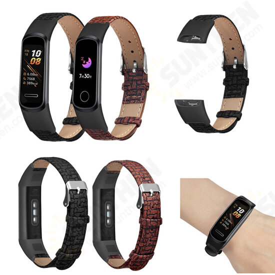 Woven Pattern Leather Watch Band Replacement Watch Strap for Huband 4 Honor 5i Smart Watch