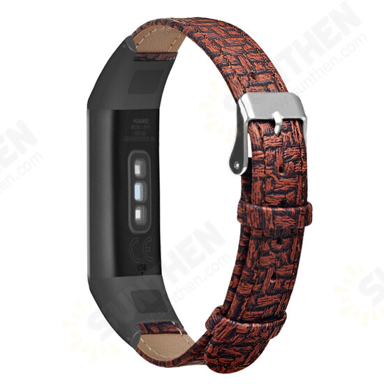 Woven Pattern Leather Watch Band Replacement Watch Strap for Huband 4 Honor 5i Smart Watch