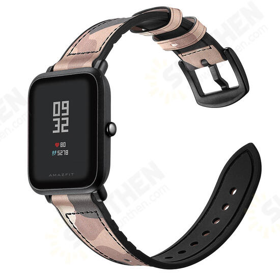 Camouflage Pattern Silicone Leather Watch Band Watch Strap for Xiaomi Amazfit Bip Smart Watch