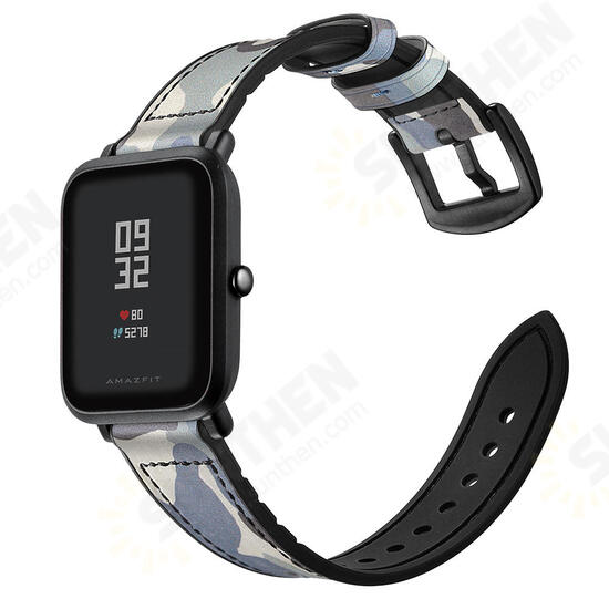 Camouflage Pattern Silicone Leather Watch Band Watch Strap for Xiaomi Amazfit Bip Smart Watch