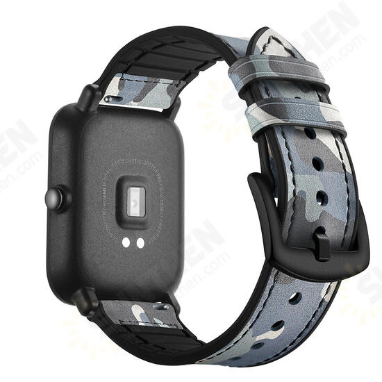 Camouflage Pattern Silicone Leather Watch Band Watch Strap for Xiaomi Amazfit Bip Smart Watch