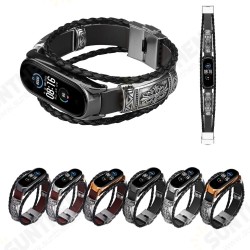 DIY Leather Metal Case Watch Band Watch Strap for Xiaomi Miband 5 Mi Band 5 NFC Non-original DIY Leather Metal Case Watch Band Watch Strap for Xiaomi Miband 5 Mi Band 5 NFC Non-original