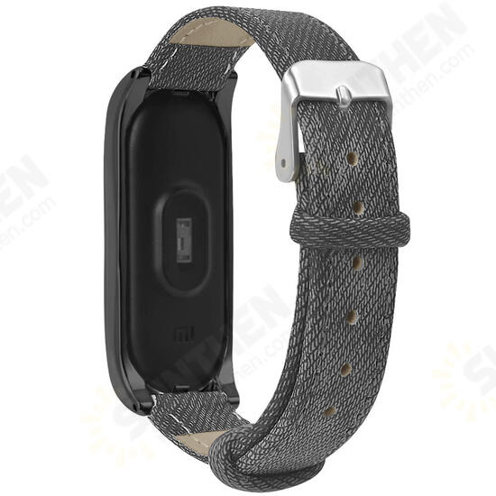 Denim Leather Watch Band Watch Strap Replacement for Xiaomi Miband 4 Non-original Denim Leather Watch Band Watch Strap Replacement for Xiaomi Miband 4 Non-original