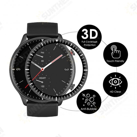 3D Curved PC Soft Edge + PMMA Full Screen Coverage HD Watch Screen Protector Watch Film for Amazfit GTR 2