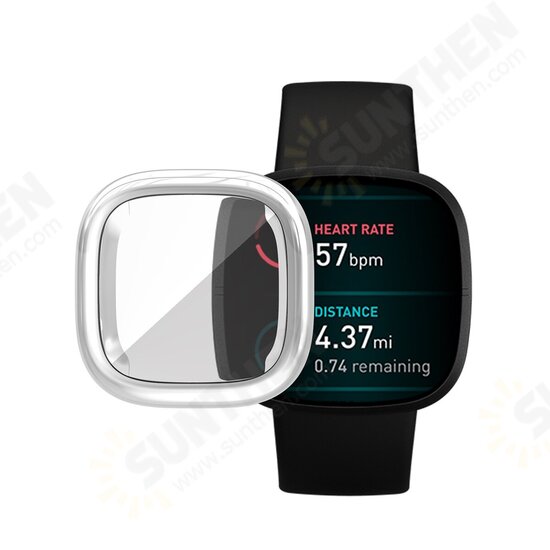 Electroplating TPU Protective Case Watch Case Cover for Fitbit Versa 3 / Fitbit Sense