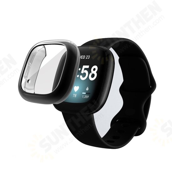 Electroplating TPU Protective Case Watch Case Cover for Fitbit Versa 3 / Fitbit Sense