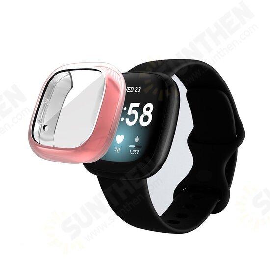 Electroplating TPU Protective Case Watch Case Cover for Fitbit Versa 3 / Fitbit Sense