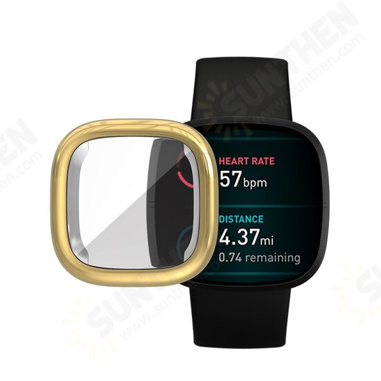 Electroplating TPU Protective Case Watch Case Cover for Fitbit Versa 3 / Fitbit Sense