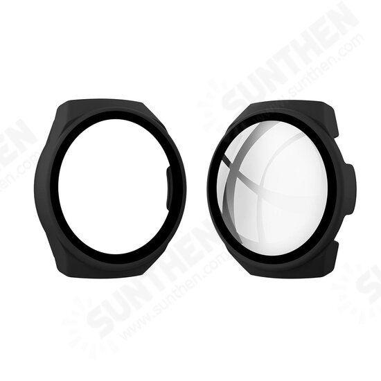 PC Matte Watch Case Watch Cover 9H Tempered Glass Watch Screen Protector for HuWatch GT 2e 46mm