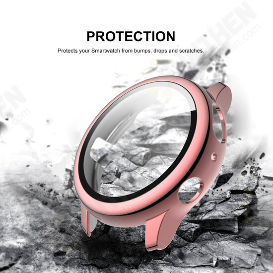 Plating PC Watch Case Cover + 9H Tempered Glass Anti-Scratch Screen Protector for Samsung Galaxy Watch Active 2 40mm