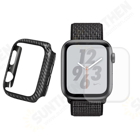 Carbon Fiber Watch Cover+3D Curved Edge Hot Bending Watch Screen Protector For Apple Watch Series 4 40mm