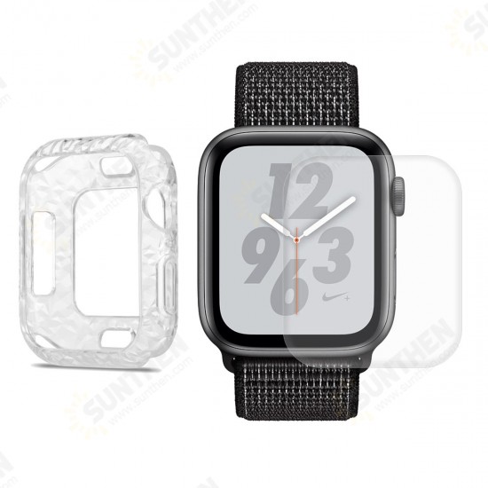 Diamond Pattern Soft TPU Watch Cover+3D Curved Edge Hot Bending Watch Screen Protector