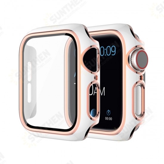 Hat-Prince Plating Shockproof Anti-Scratch Soft TPU + HD Clear Tempered Glass Full Cover Watch Case Cover for Apple Watch Series 6/ 5/ 4/ SE 40mm