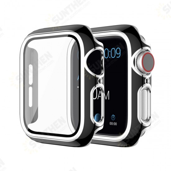 Hat-Prince Plating Shockproof Anti-Scratch Soft TPU + HD Clear Tempered Glass Full Cover Watch Case Cover for Apple Watch Series 6/ 5/ 4/ SE 40mm