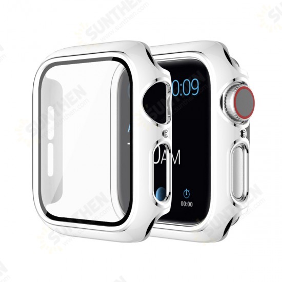 Hat-Prince Plating Shockproof Anti-Scratch Soft TPU + HD Clear Tempered Glass Full Cover Watch Case Cover for Apple Watch Series 6/ 5/ 4/ SE 40mm